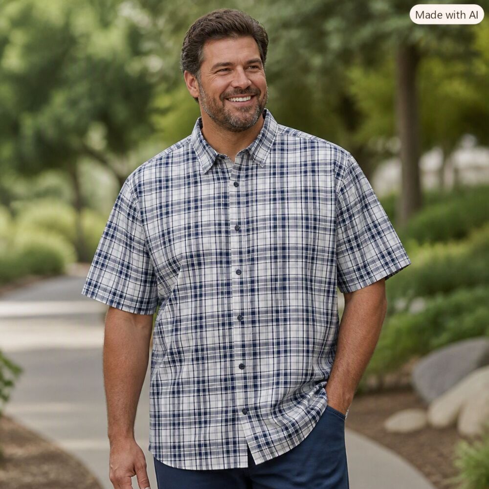 Orvis Men’s Blue Plaid Short Sleeve Shirt | Size XL